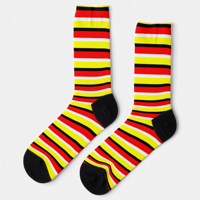 Red Yellow Stripes Pattern Design Socks (Left)