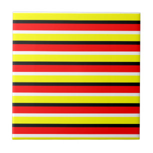 Red Yellow Stripes Pattern Design Tile