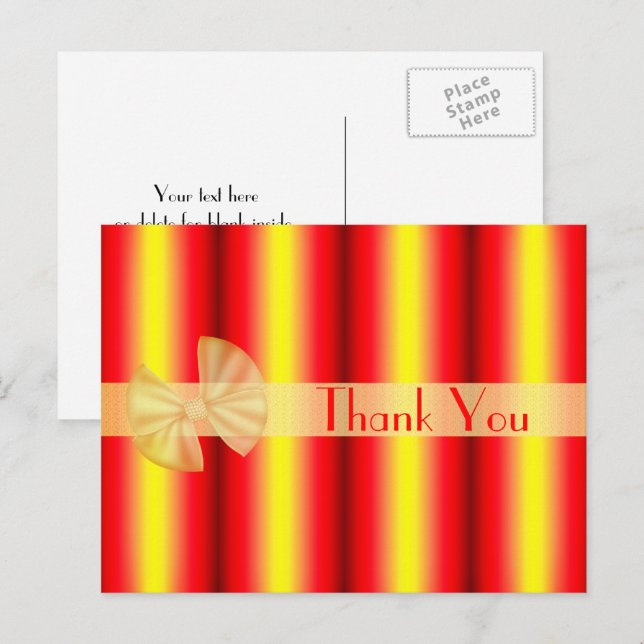 Red Yellow Stripes Thank You Postcard (Front/Back)