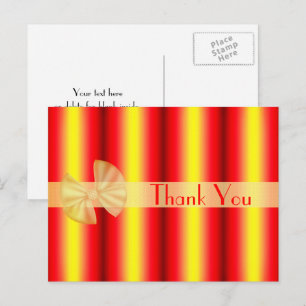Red Yellow Stripes Thank You Postcard