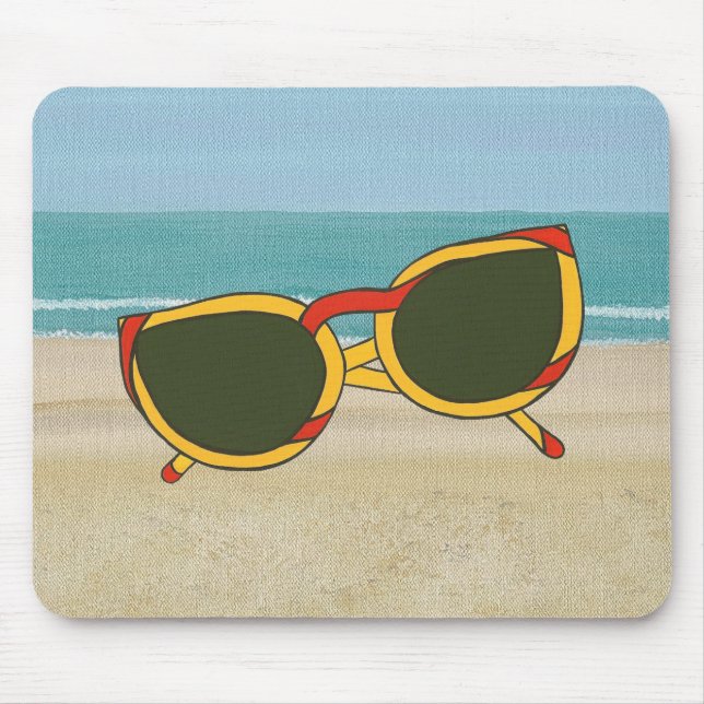 Red Yellow Sunglasses on Beach Mousepad (Front)