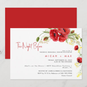 Red & Yellow The Night Before Rehearsal Dinner Invitation