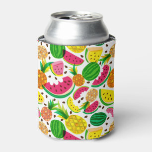 Red & Yellow Tropical Fruit Pattern Can Cooler