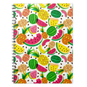 Red & Yellow Tropical Fruit Pattern Notebook