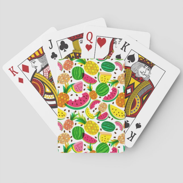 Red & Yellow Tropical Fruit Pattern Playing Cards (Back)