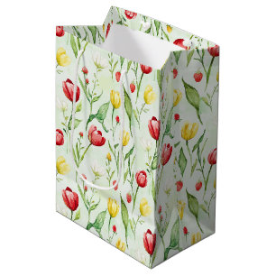 Red Yellow Tulips Birthday Medium Gift Bag
