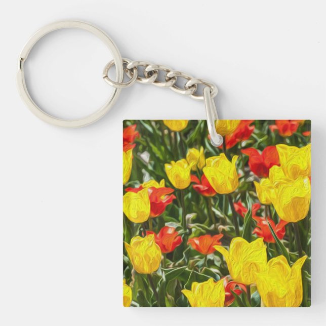 Red & Yellow Tulips Key Ring (Front)