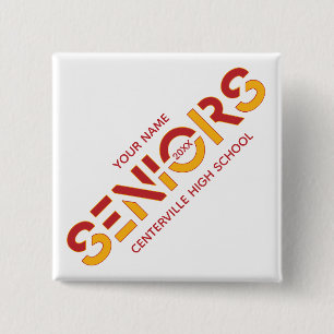 Red & Yellow Two-Colour Seniors Sliced Letters 15 Cm Square Badge