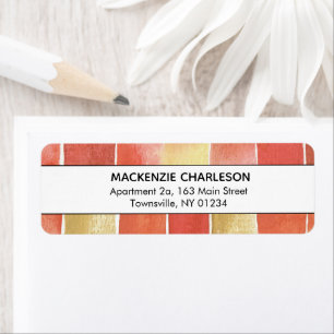 Red Yellow Watercolor Abstract Geometric Address