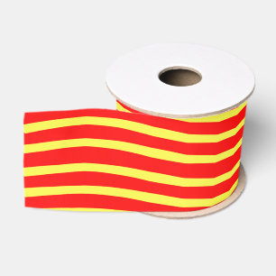 Red Yellow Wavy Lines Seamless Pattern Grosgrain Ribbon