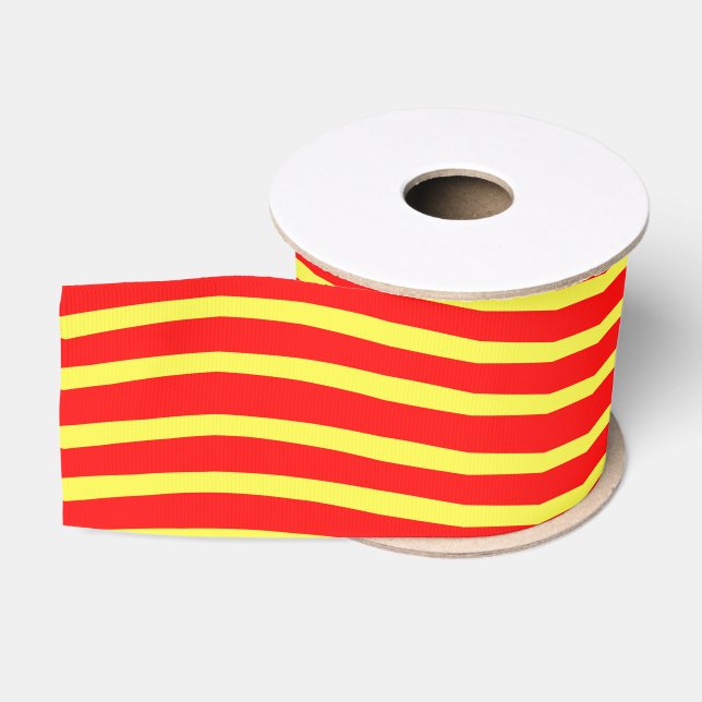 Red Yellow Wavy Lines Seamless Pattern Grosgrain Ribbon (Spool)