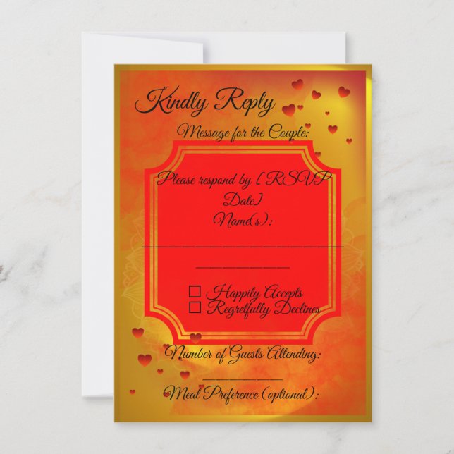 Red & Yellow Wedding RSVP Card | Traditional India (Front)