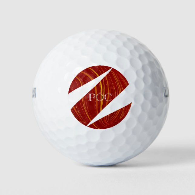 Red Yellow White Abstract Golf Balls (Front)