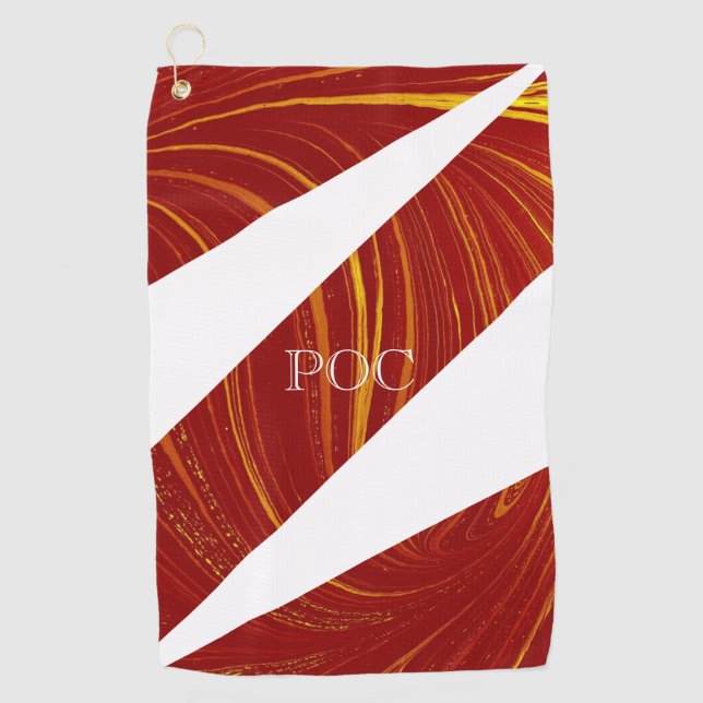 Red Yellow White Abstract Golf Towel (Front)
