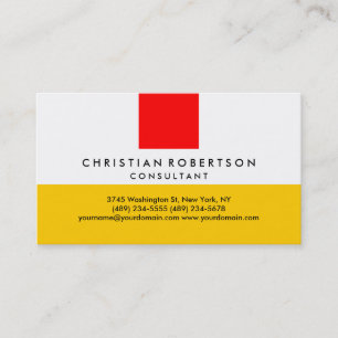 Red Yellow White Plain Modern Business Card