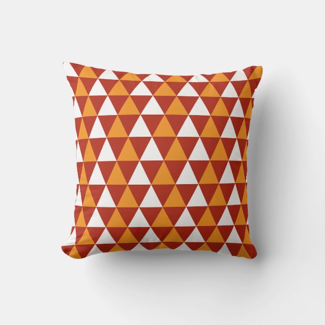 Red Yellow white triangles Christmas pattern Cushion (Front)