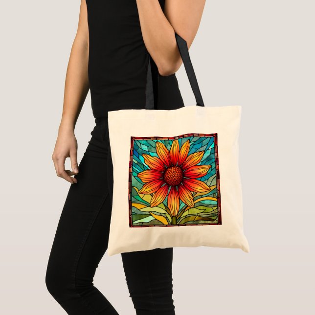 Red & Yellow Wildflower in Stained Glass Tote Bag (Front (Product))