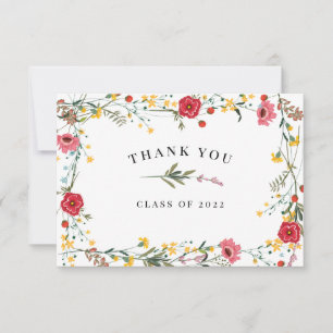 Red Yellow Wildflower Thank You Card