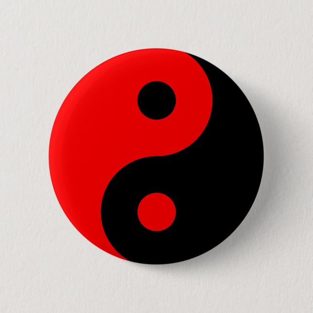 Red Yin Yang Symbol 6 Cm Round Badge (Front)