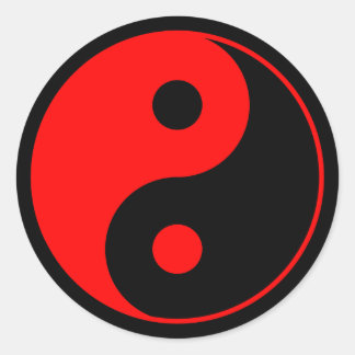 Red Yin Yang Symbol Classic Round Sticker