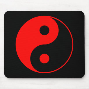 Red Yin Yang Symbol Mousepad