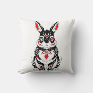 Red Yokai Rabbit – Japanese Spirit Guardian in B Cushion