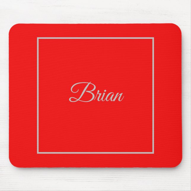 Red Your Name Minimalist Personal Modern Mouse Mat (Front)