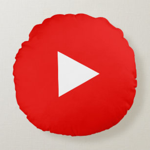 Red YouTube Play Button Round Cushion