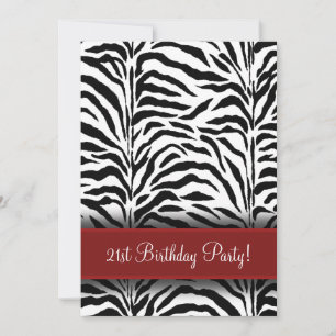 Red Zebra 21st Birthday Party Invitations