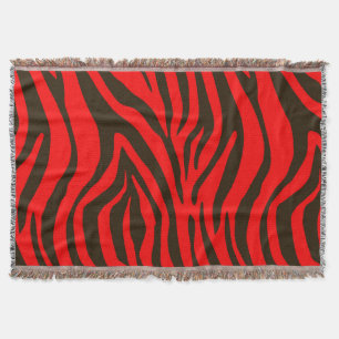 Red zebra animal print pattern throw blanket