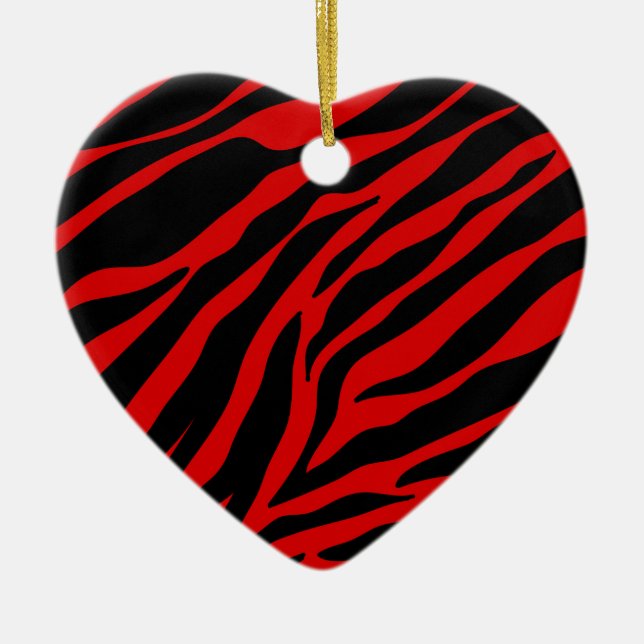 red zebra ceramic tree decoration (Front)