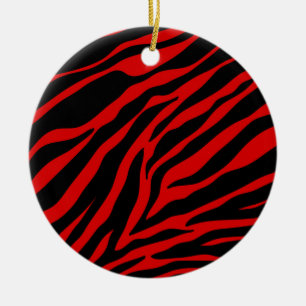 red zebra ceramic tree decoration