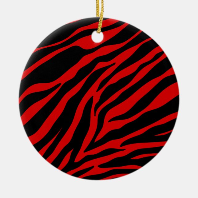 red zebra ceramic tree decoration (Front)