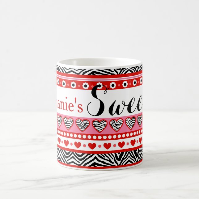 Red zebra heart Sweet 16 Mug (Center)