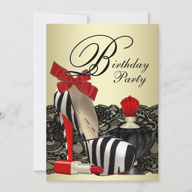 Red Zebra High Heel Shoes Red Zebra Party Invitation (Front)