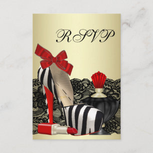 Red Zebra High Heel Shoes Red Zebra Party RSVP Card