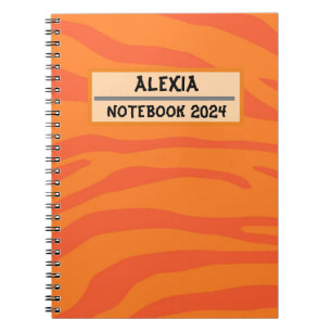 Red zebra on orange pattern Spiral Photo Notebook