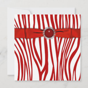 Red Zebra Party Invitation