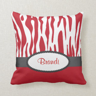 Red Zebra Print American MoJo Throw Pillow