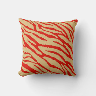 Red Zebra Print Fur Cushion