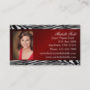 Red Zebra Print Pageant Business Card (Horizontal)