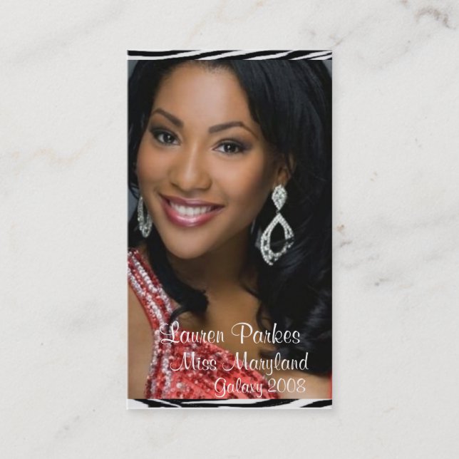 Red Zebra Print Pageant Business Card (Vertical) (Front)