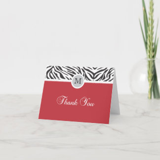 Red Zebra Print Thank You Card