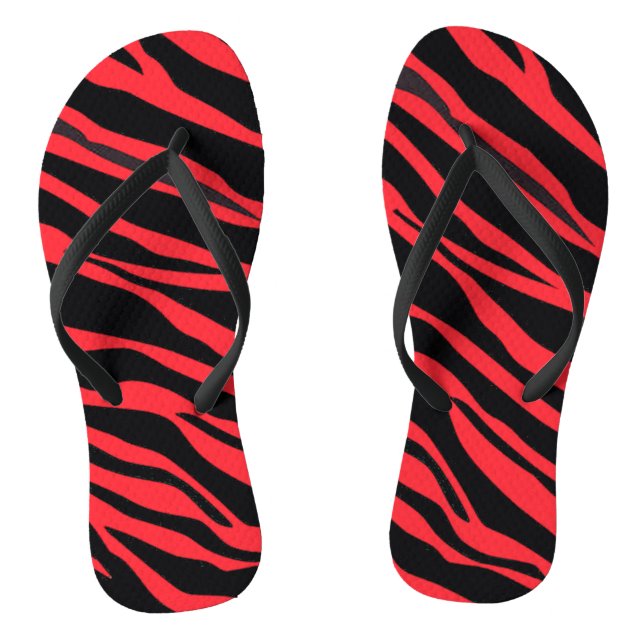 Red Zebra Striped Flip Flops (Footbed)