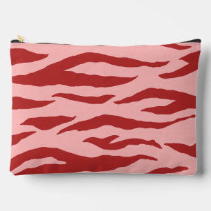 Red Zebra Stripes Pattern Accessory Pouch
