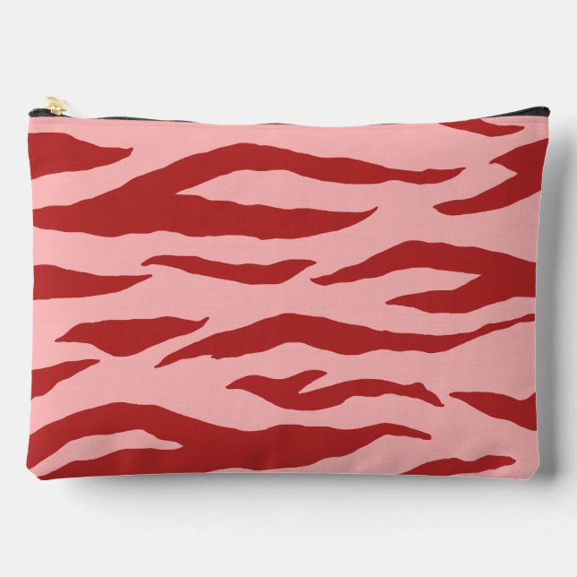 Red Zebra Stripes Pattern  Accessory Pouch (Front)