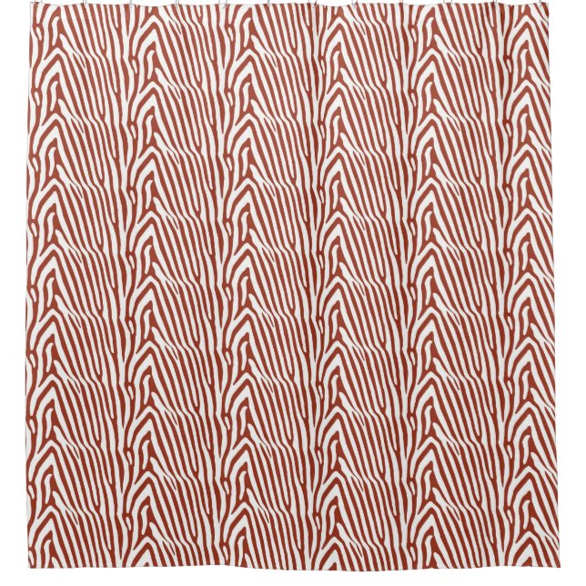 RED ZEBRA STRIPES SHOWER CURTAIN (Front)