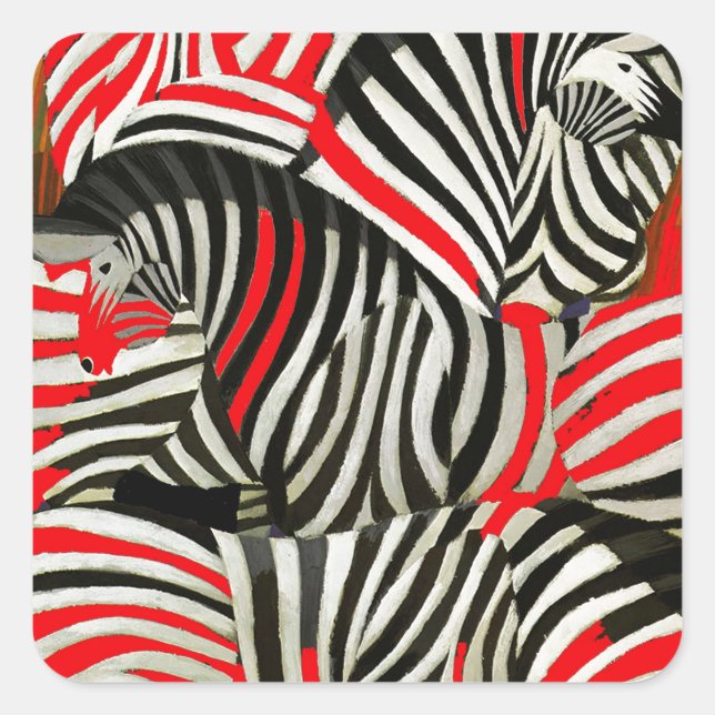 Red Zebras Square Sticker (Front)