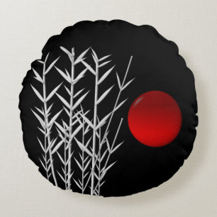 Red Zen Circle Round Cushion
