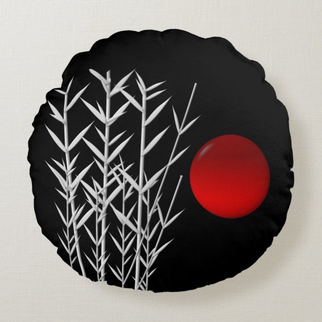 Red Zen Circle Round Cushion (Front)